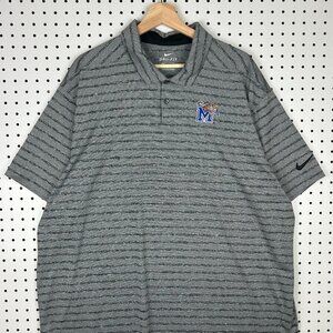Memphis Tigers Nike Polo Golf Shirt‎ Size XXL 2XL Gray Striped Dri Fit Logo Univ